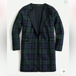J Crew Juliette Collarless Sweater Blazer in Black Watch Tartan, Size XS